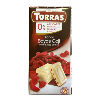 Шоколад Torras білий з годжи б/ц 75гр  арт. 02909