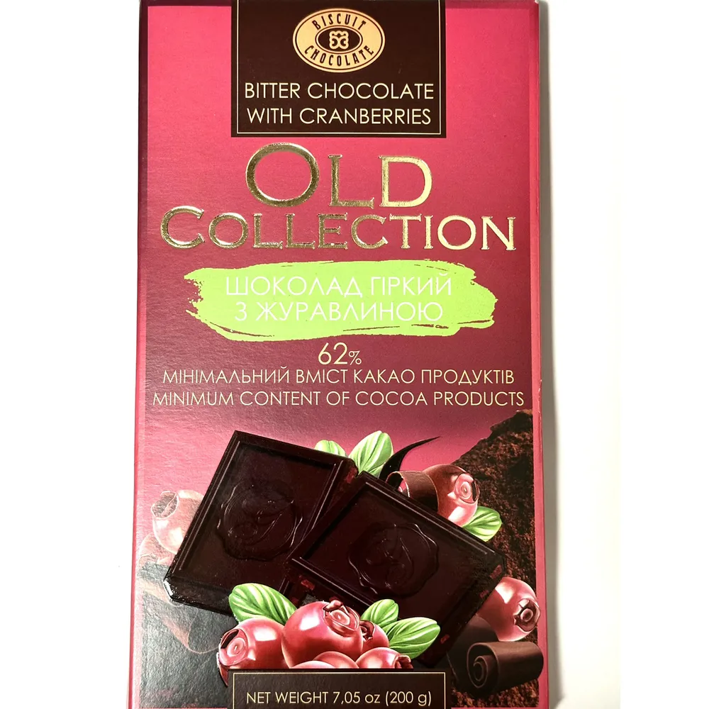 Шоколад Old Collection Гіркий з журавлиною 200гр  арт. 06263 