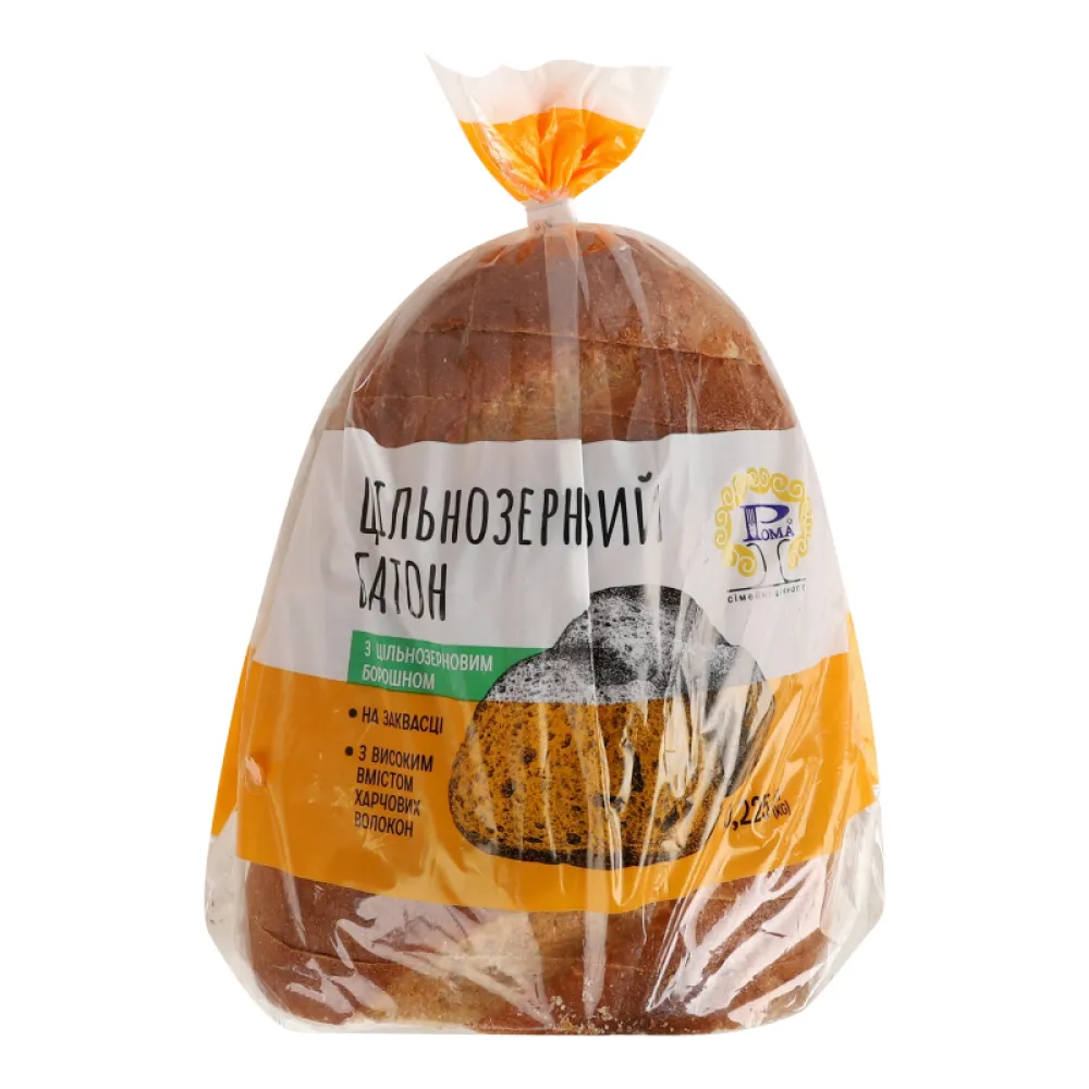 Батон Рома Цільнозерновий повол.скиб. 225гр  арт. 08096 