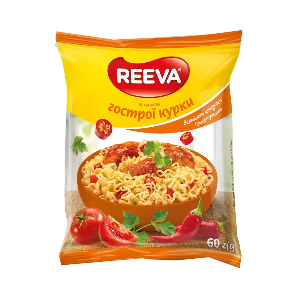 Вермішель швидкого приготування Reeva гостра курка 60гр  арт. 01088 