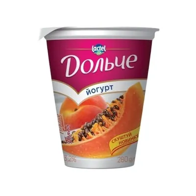 Йогурт Дольче Персик-папайя 280гр  арт. 09327