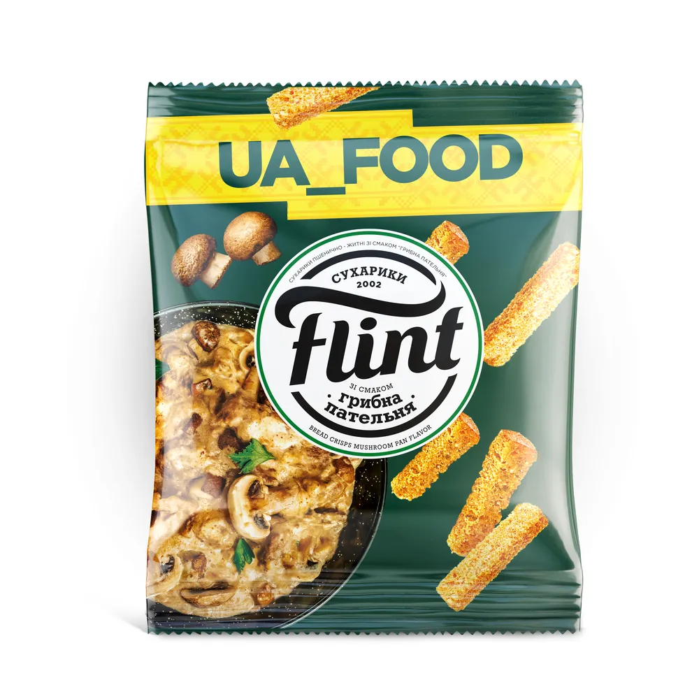 Сухарики Flint пшен.-житн. Грибна Пат. 100гр  арт. 01461 