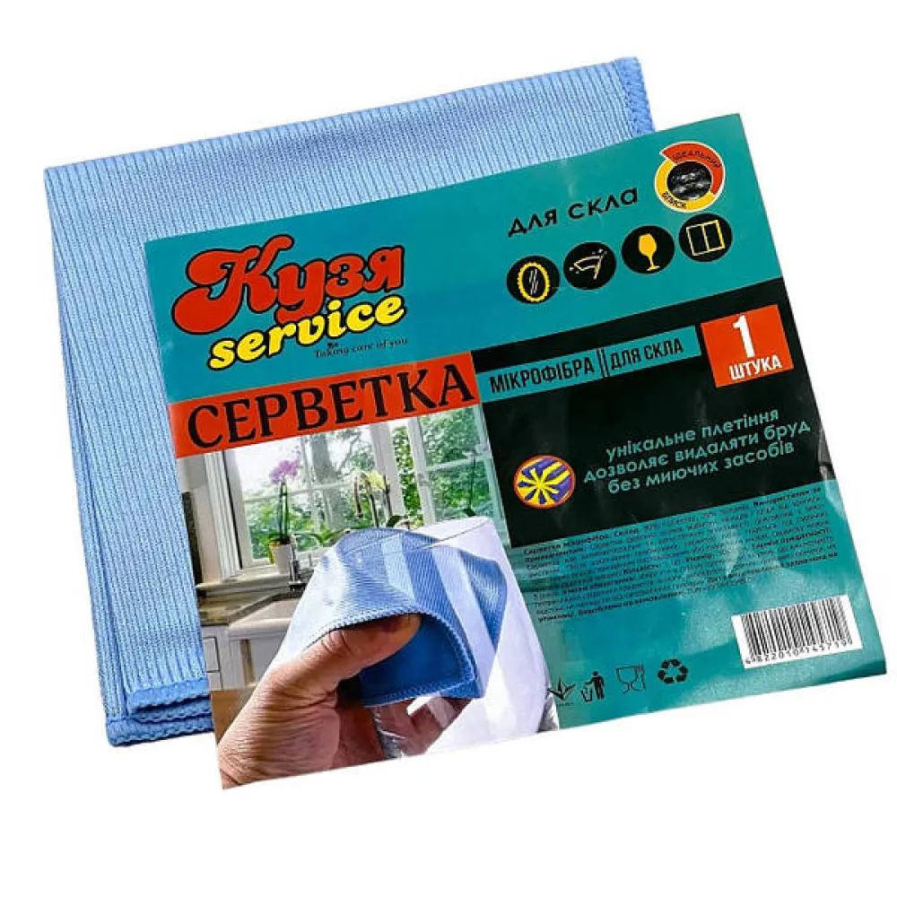 Серветка мікрофібра Кузя для скла 1шт  арт. 06984 