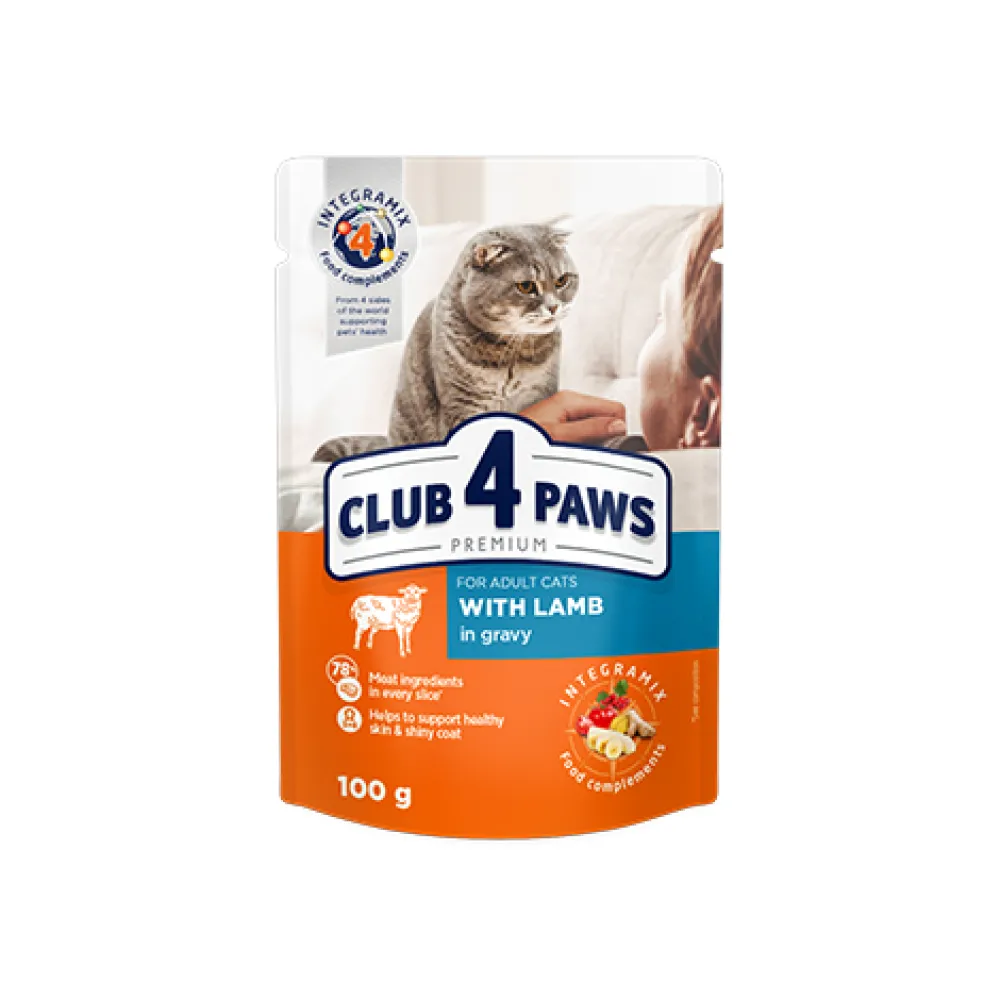 Рідкий корм для котів Club 4 Paws ЯГНЯ в соусі 100гр  арт. 05394 