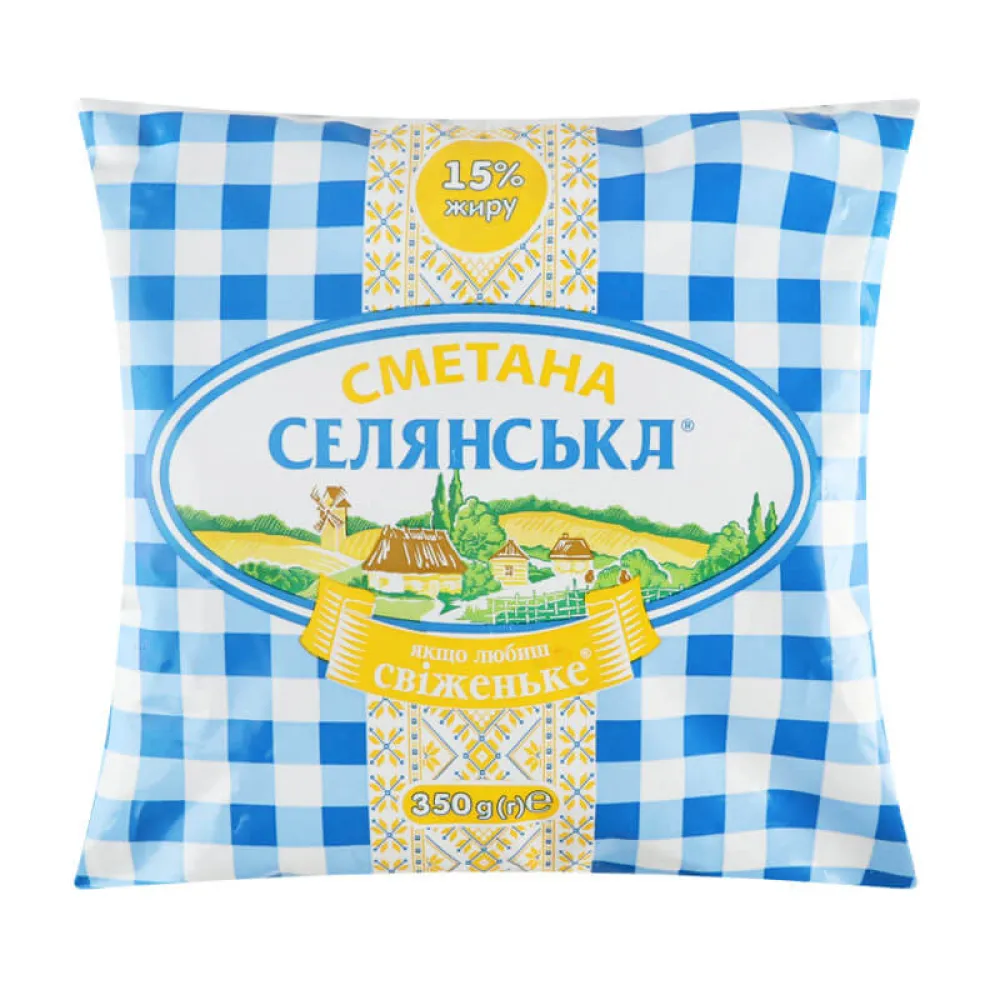 Сметана Селянське 15% пл. 350гр  арт. 01597 