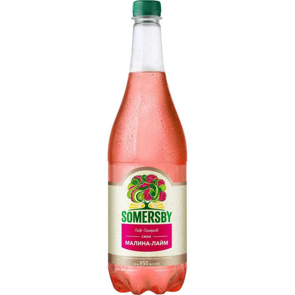 Напій слабоалкогольний Сидр Somersby Малина-Лайм 0,95л  арт. 08158 