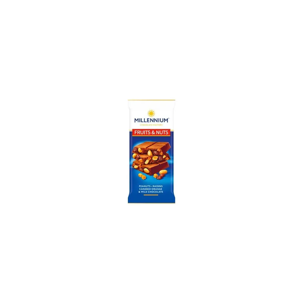 Шоколад Millennium Fruit&Nuts мол.з арахісом, цук. та мигд. 90гр  арт. 10785 