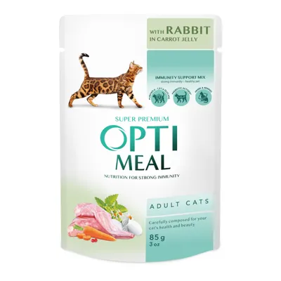Рідкий корм для котів Opti Meal крол/морк. 85гр  арт. 07564