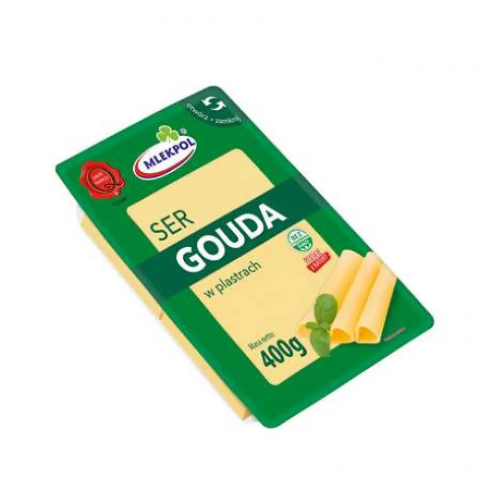 Сир Mlekpol Gouda наріз. 400гр  арт. 00889 
