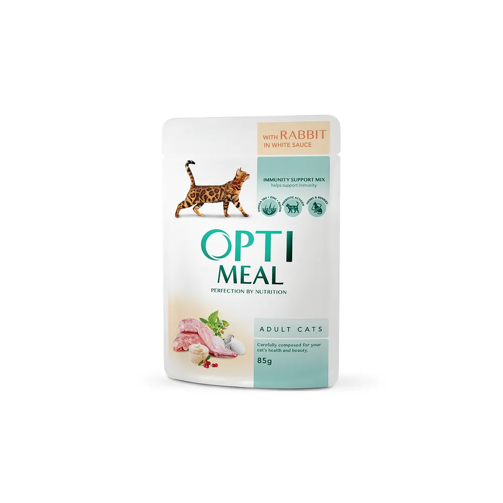Рідкий корм для котів Opti Meal Кролик в білому соусі 85гр  арт. 08220 