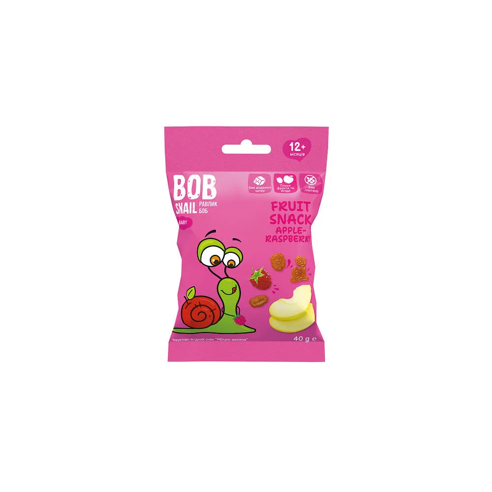 Фруктовий снек Bob Snail ябл-малина 40гр  арт. 06742 