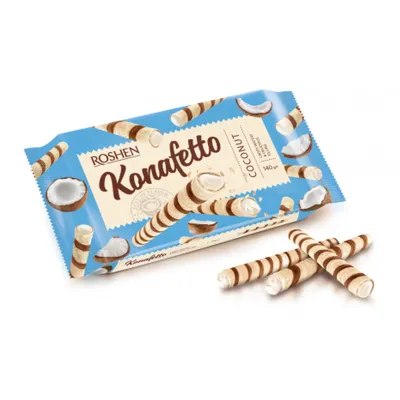 Вафельні трубочки Roshen Konafetto кокос 140гр  арт. 06959