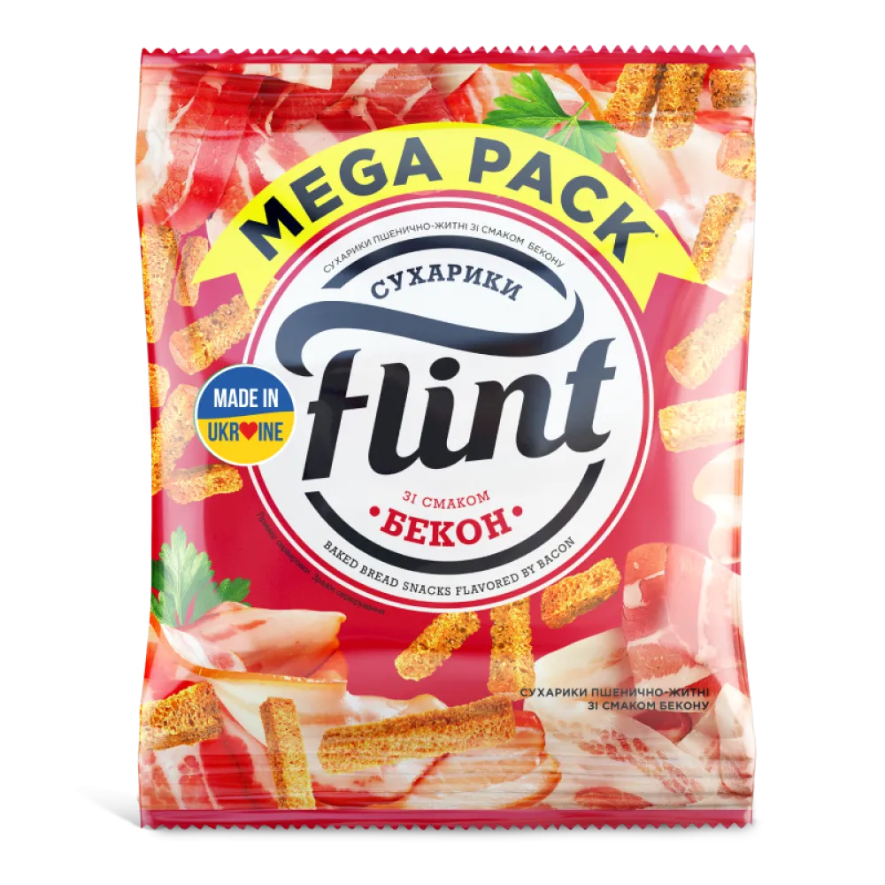 Сухарики Flint пшен.-житн.Бекон 100гр  арт. 00551 
