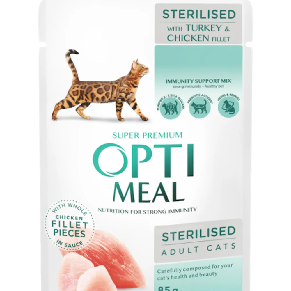 Рідкий корм для котів Opti Meal Індичка 85гр  арт. 07502 