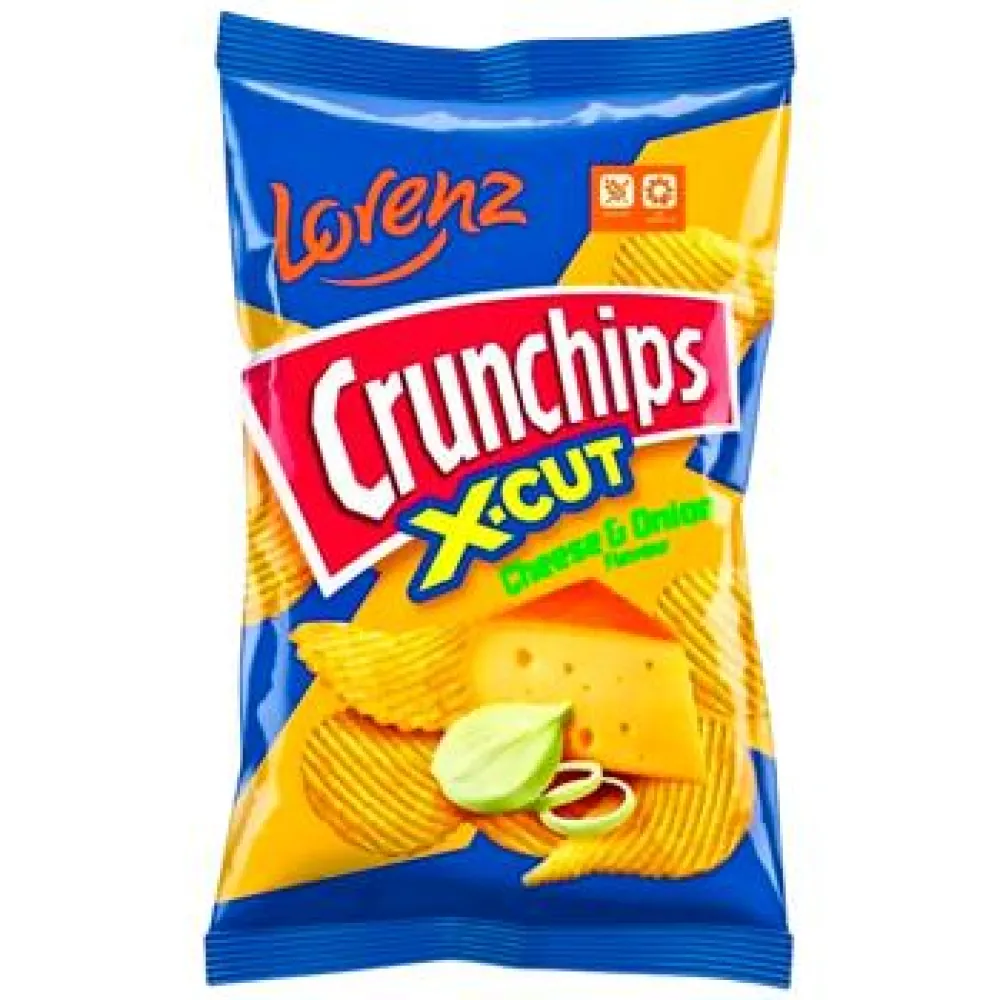Чипси Lorenz карт.Crunchips X-cut сир-цибуля 75гр  арт. 10910 