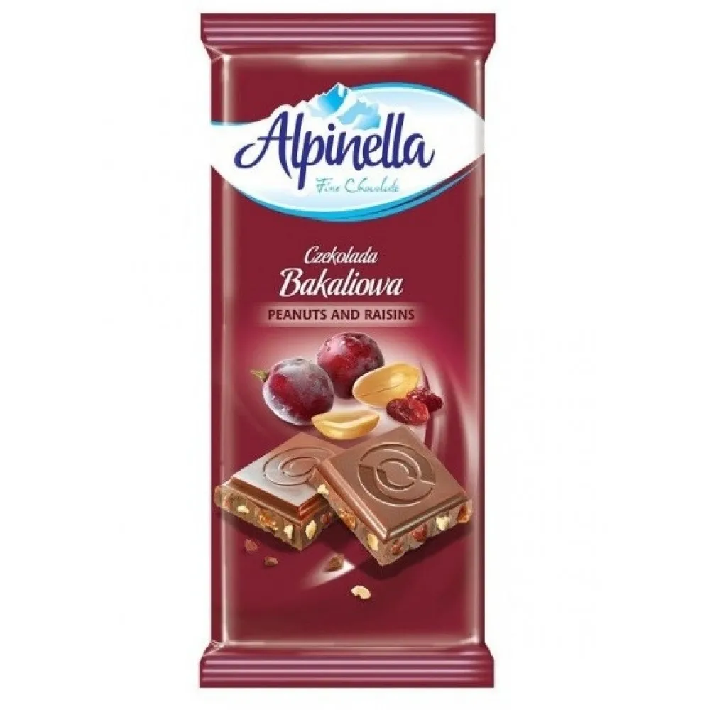 Шоколад Alpinella Арахіс-родзинки 90гр  арт. 10532 