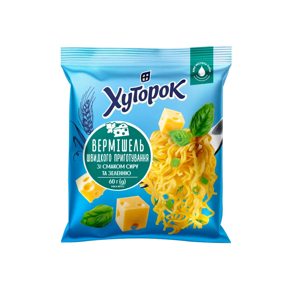 Вермішель швидкого приготування Хуторок Сир 60гр  арт. 09653 
