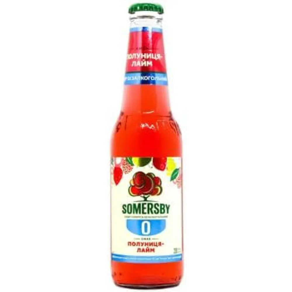 Напій слабоалкогольний Сидр Somersby безалк. Полуниця-лайм 0,33л  арт. 10857 