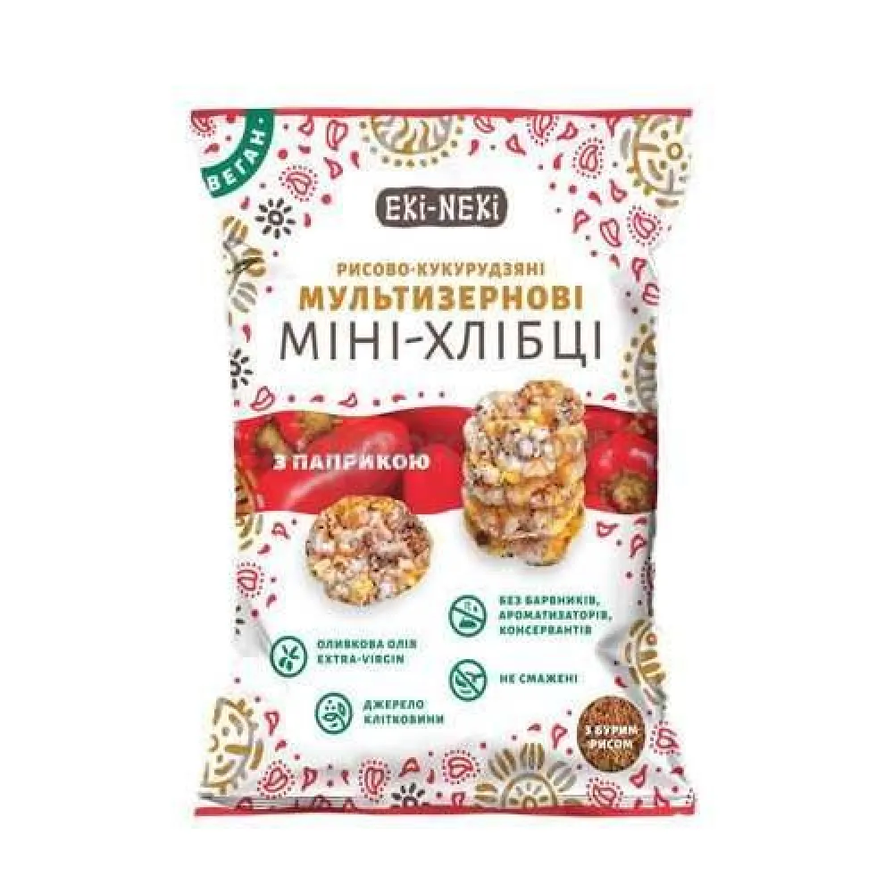 Міні-хлібці Eki-Neki Кукурудзяні з паприкою 40гр  арт. 08876 