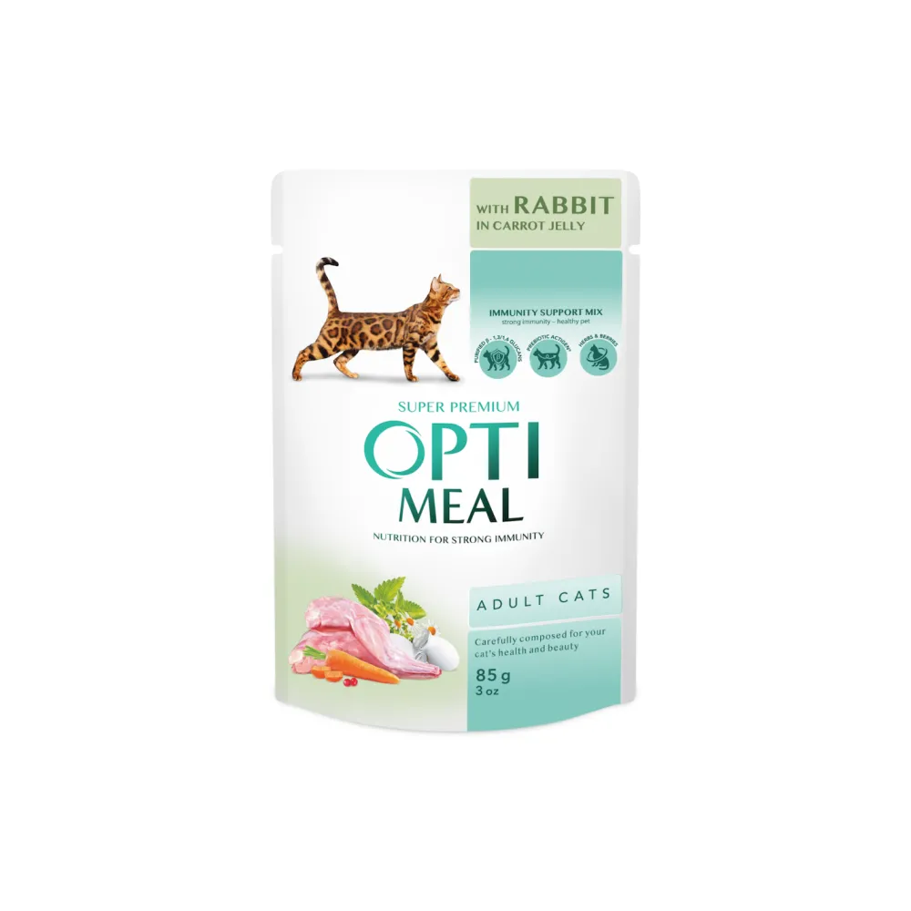 Рідкий корм для котів Opti Meal крол/морк. 85гр  арт. 07564 