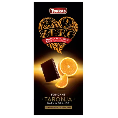Шоколад Torras 0% цукру чорний апельсин 125гр  арт. 10092