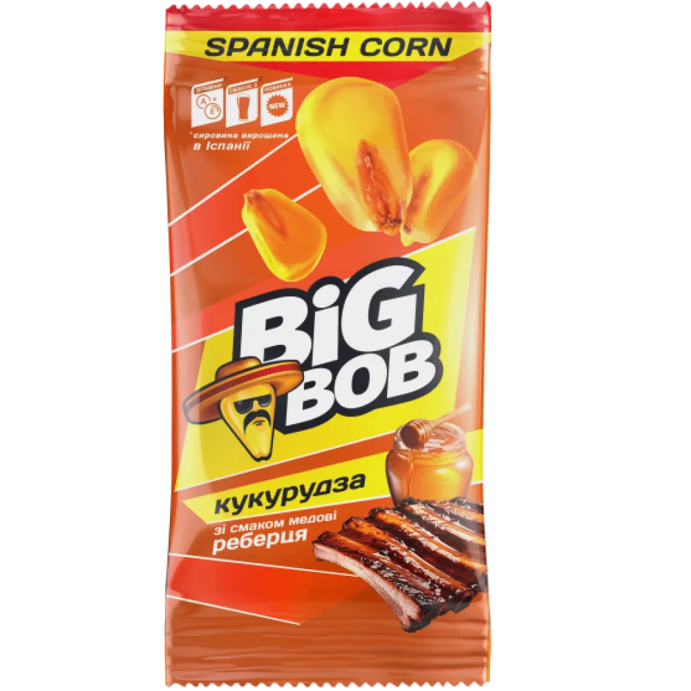 Кукурудза смажена Big Bob Медові реберця 55гр  арт. 09372 
