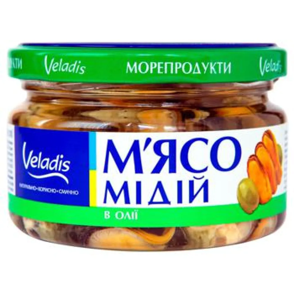 Мідії Veladis в олії підкопчені 200гр  арт. 08660 