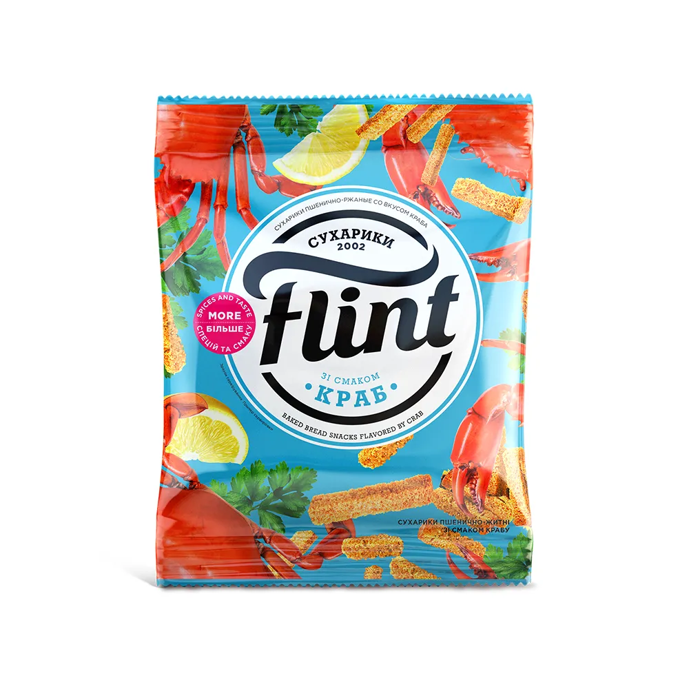 Сухарики Flint пшен.-житн. краб 60гр  арт. 06712 