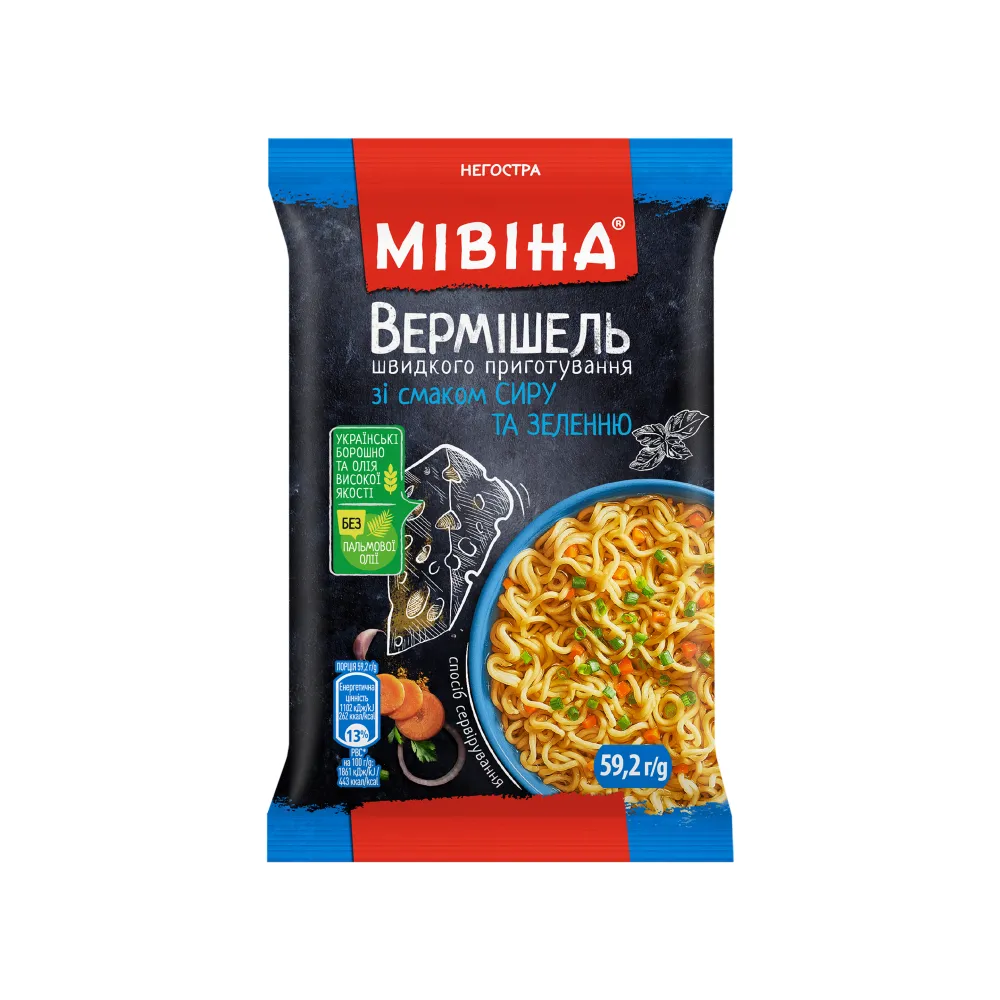 Вермішель швидкого приготування Мівіна Сир-зелень 59,2гр  арт. 08415 