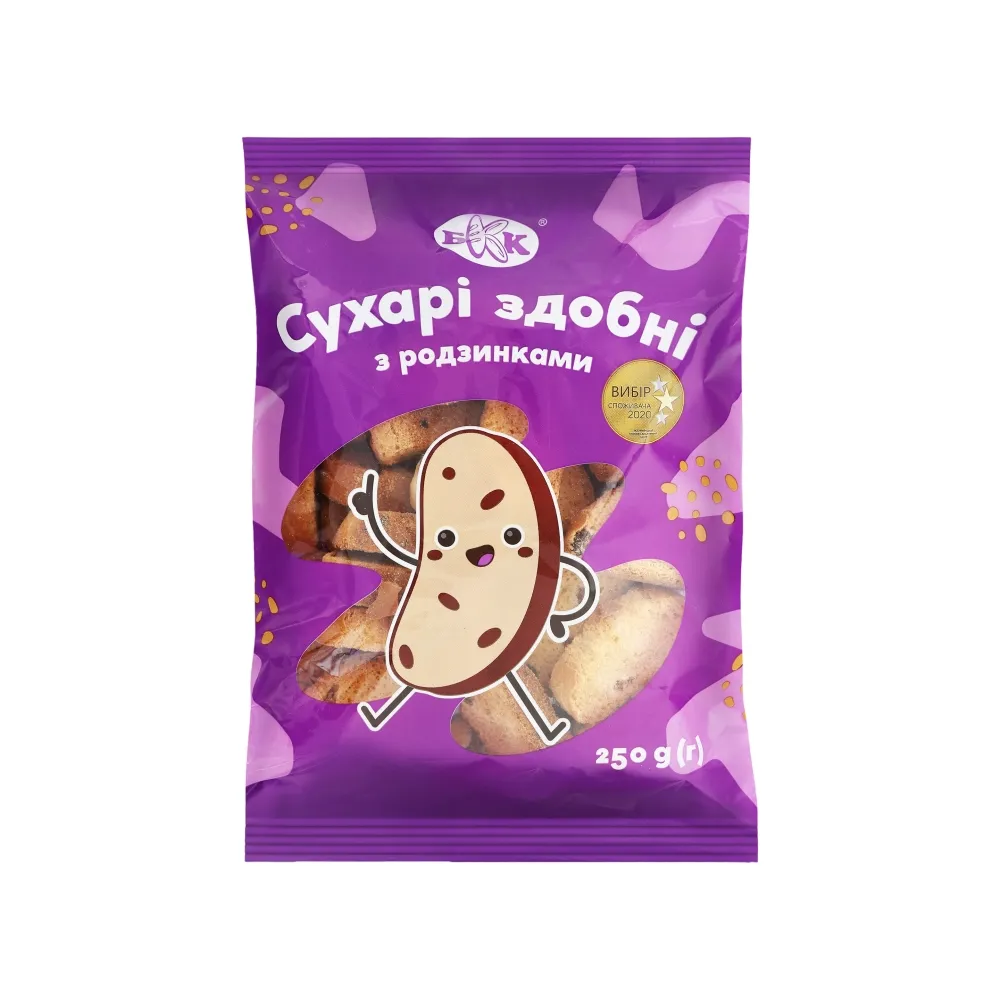 Сухарі БКК Здобні з родзинками 250гр  арт. 01917 