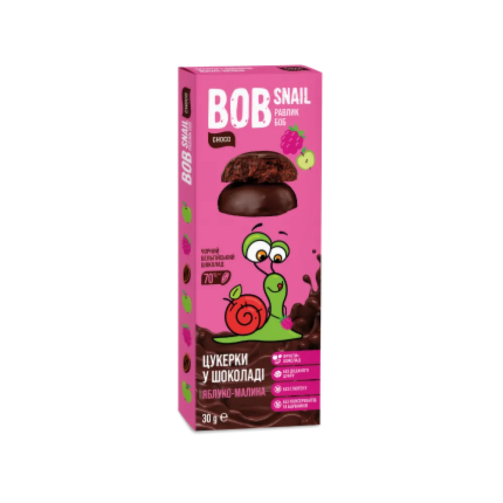 Цукерка Bob Snail Яблучно-мал. в шок. 30гр  арт. 07112 