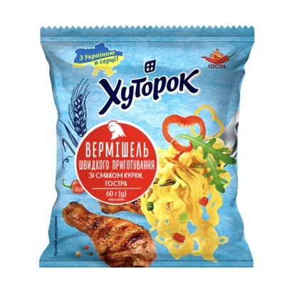Вермішель швидкого приготування Хуторок Курка гостра 60гр  арт. 09735