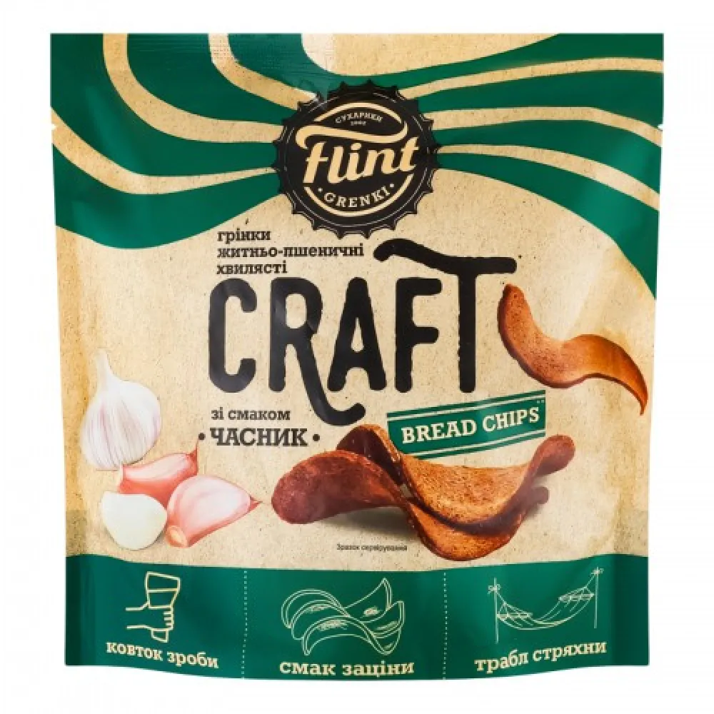 Грінки Flint Craft хвил. Часник 90гр  арт. 06717 
