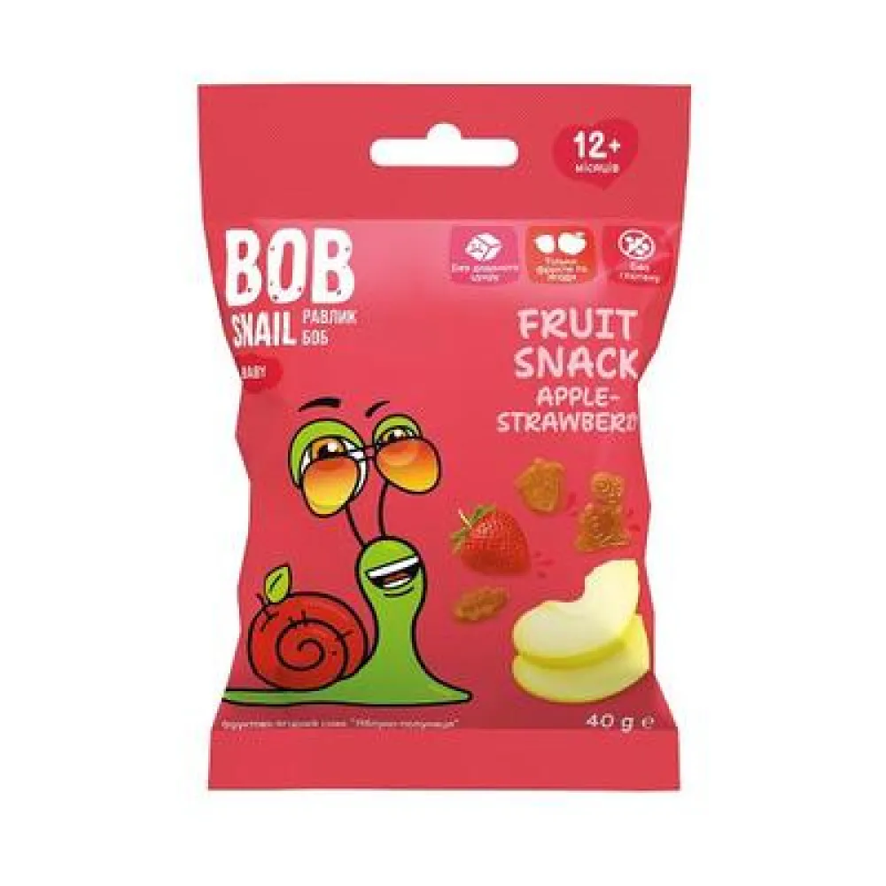 Фруктовий снек Bob Snail ябл-полуниця 40гр  арт. 06743 