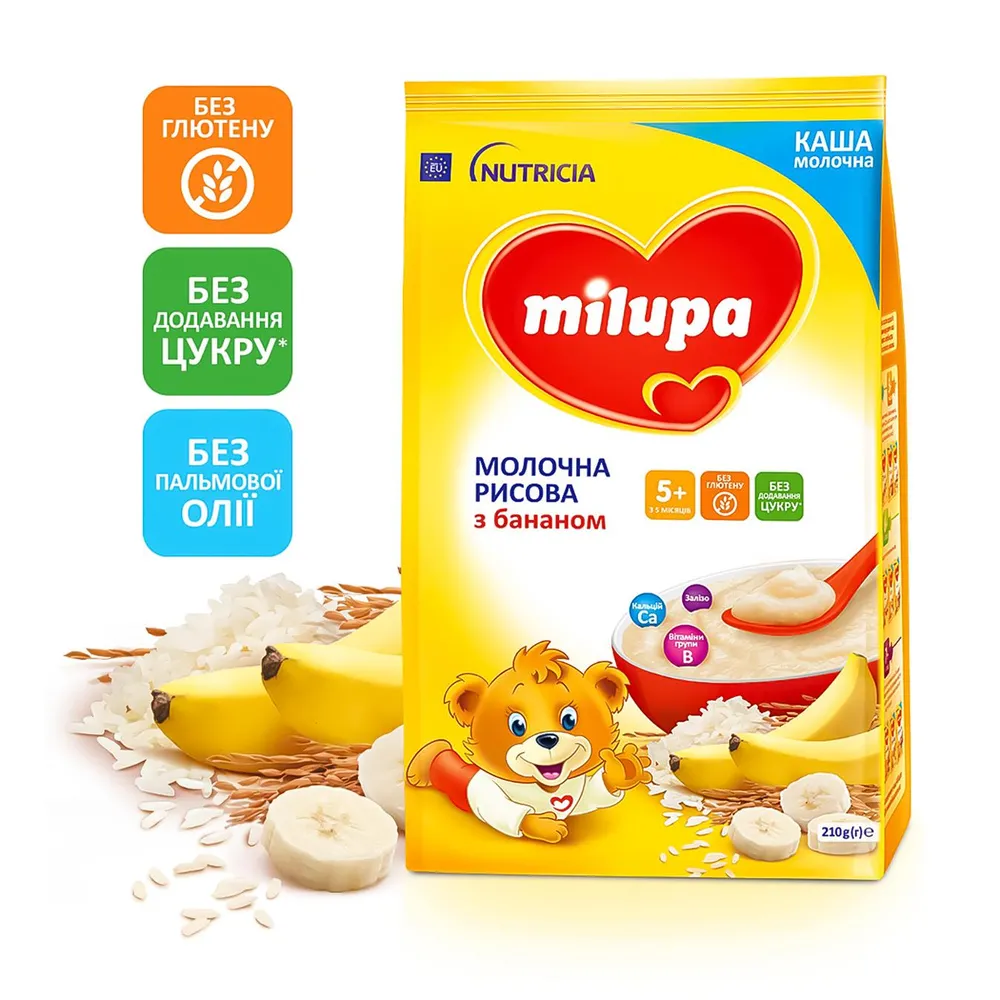Каша рисова Milupa з бананом молочна від 5міс 210гр  арт. 10216  - фото 3