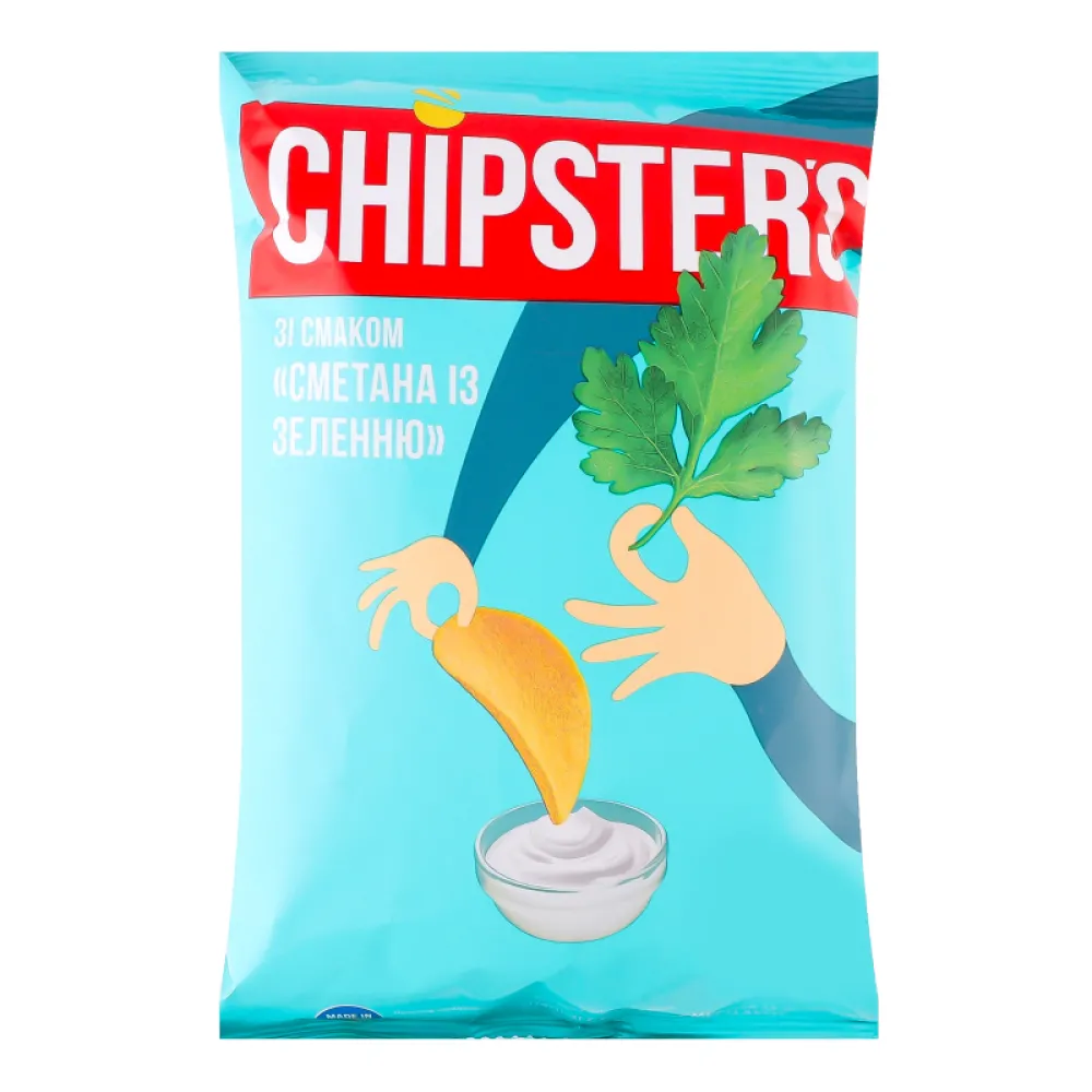 Чипси Chipster's Сметана-зелень 60гр  арт. 00610 