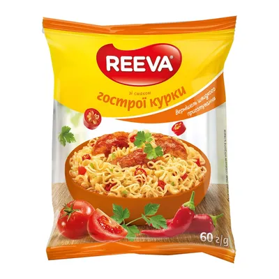 Вермішель швидкого приготування Reeva гостра курка 60гр  арт. 01088
