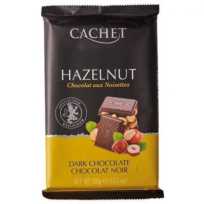 Шоколад Cachet Чорний з лісовим горіхом 300гр  арт. 01993