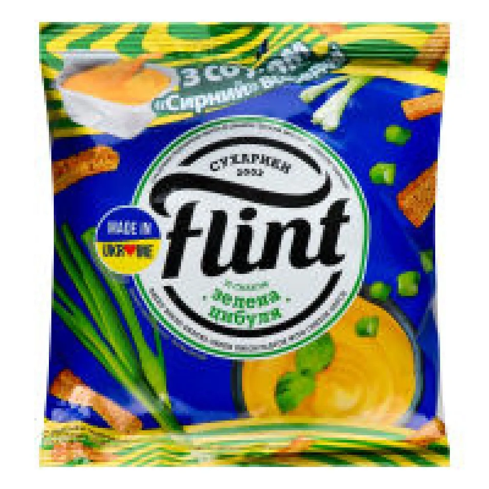 Сухарики Flint пшен.-житн.Зел.циб.+соус сирний 70гр  арт. 06714 