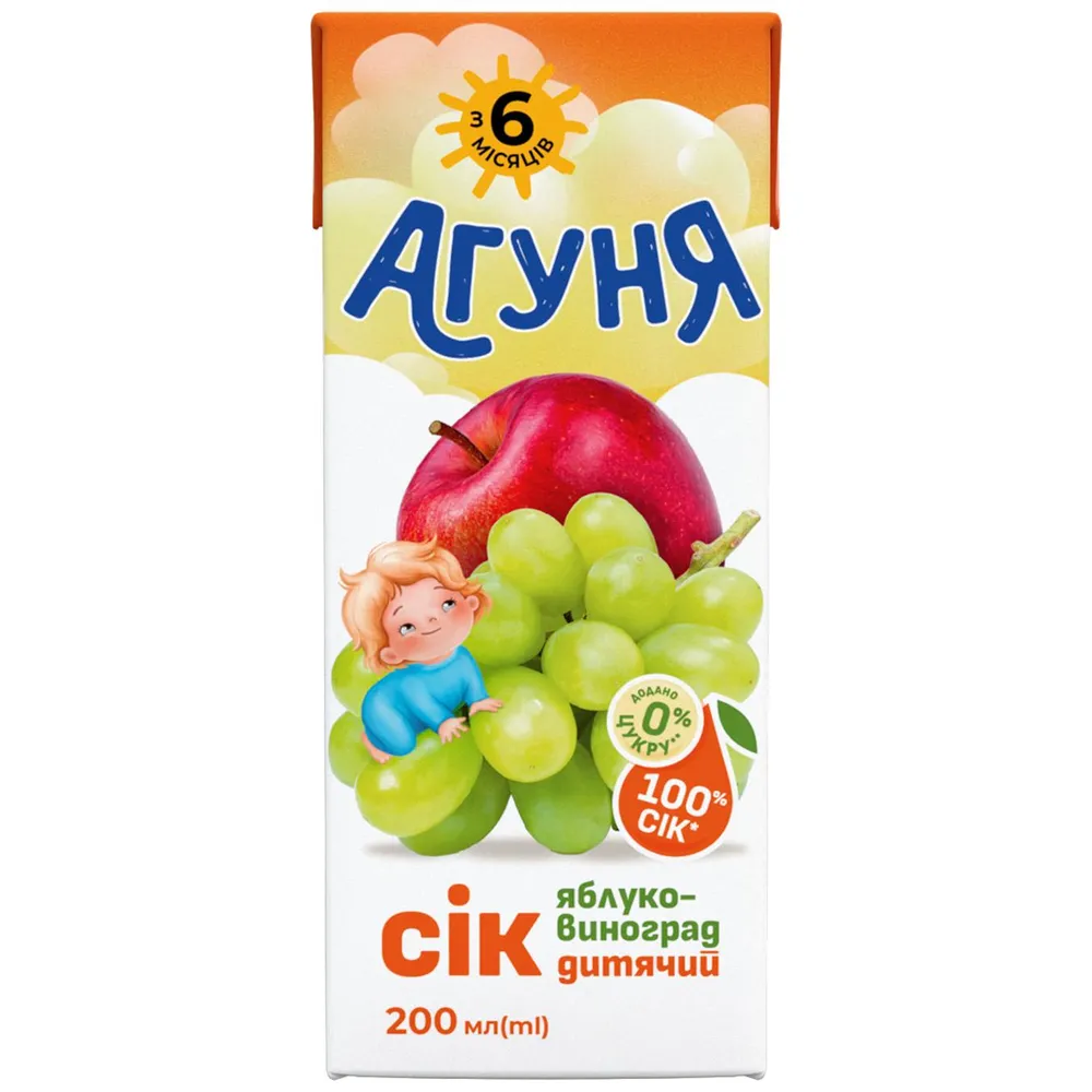 Сік Агуня Яблуко-виноград 0,2л  арт. 10635 