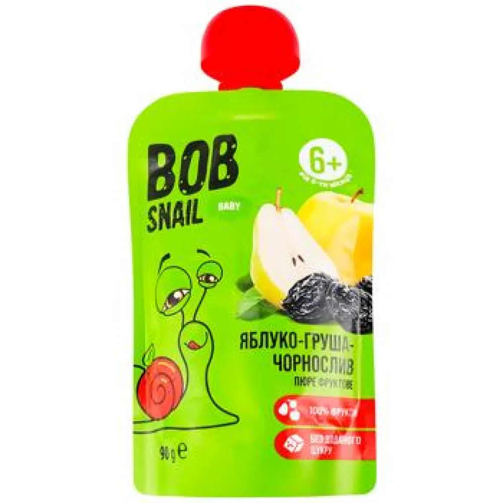 Пюре фруктове Bob Snail Яблуко-груша-чорниця 90гр  арт. 09706 
