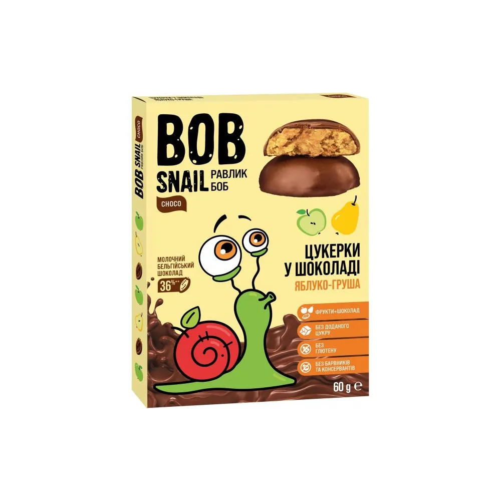Цукерка Bob Snail в шок. ябл-груш. 60гр  арт. 06729 