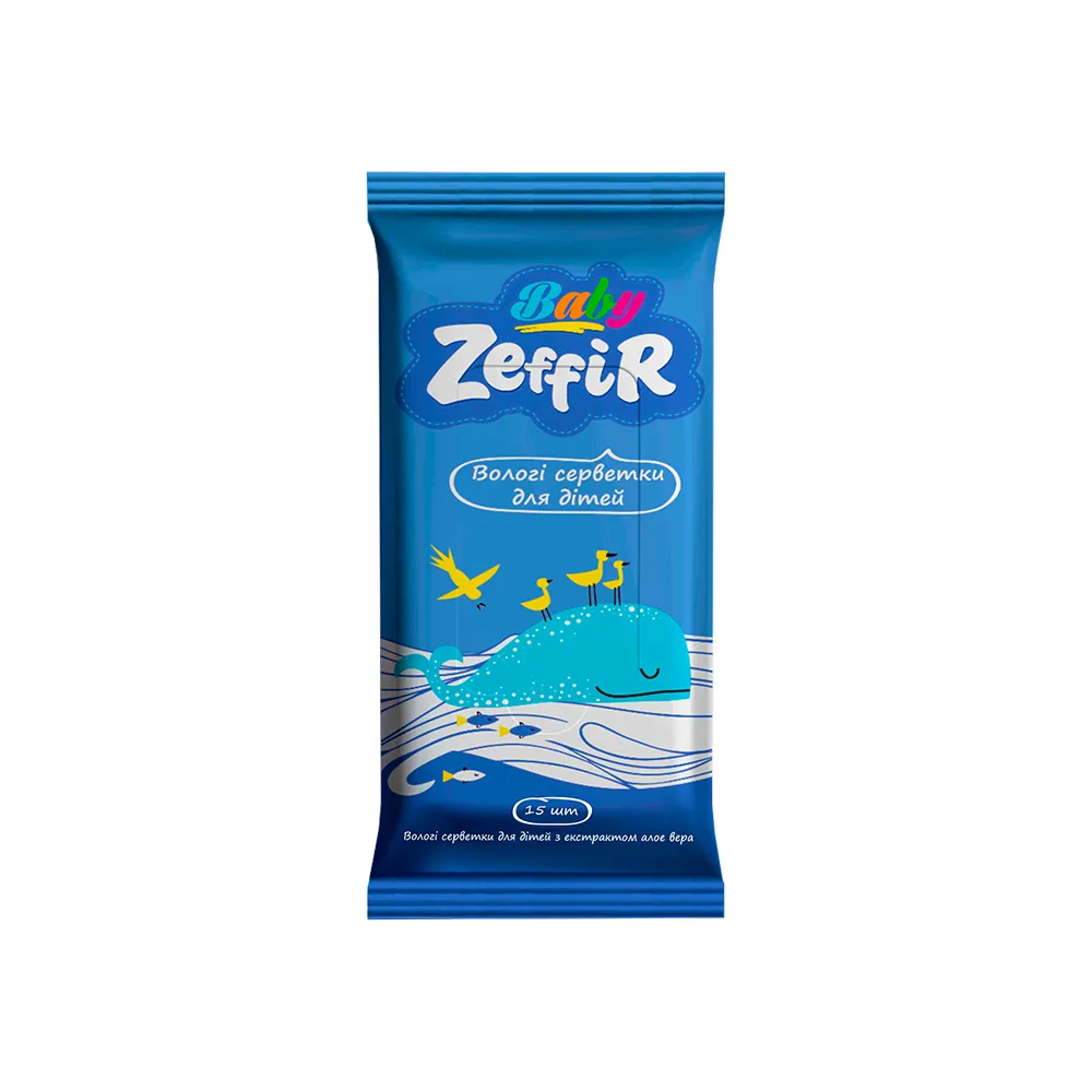 Серветка волога Zeffir алое 15шт  арт. 10968 