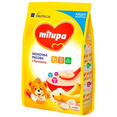 Каша рисова Milupa з бананом молочна від 5міс 210гр  арт. 10216