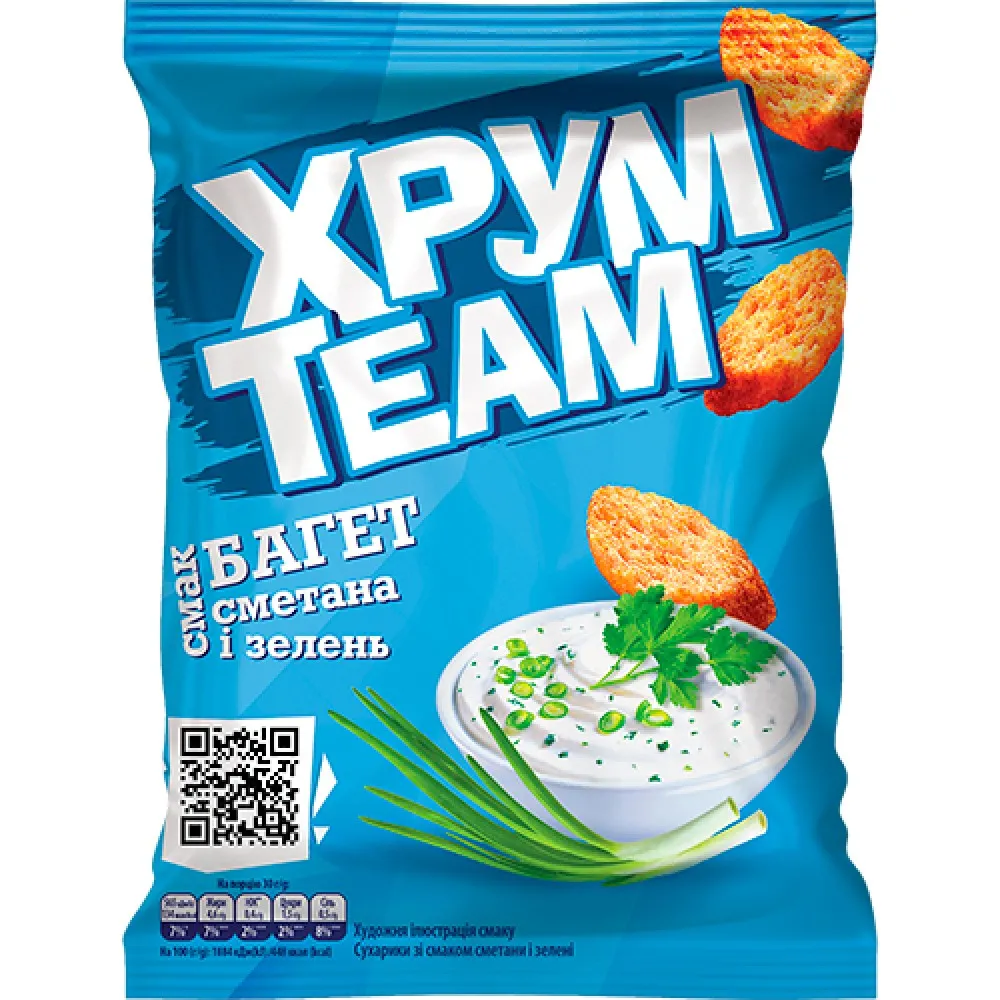 Сухарики Хрум Team Багет сметана-зелень 60гр  арт. 08442 