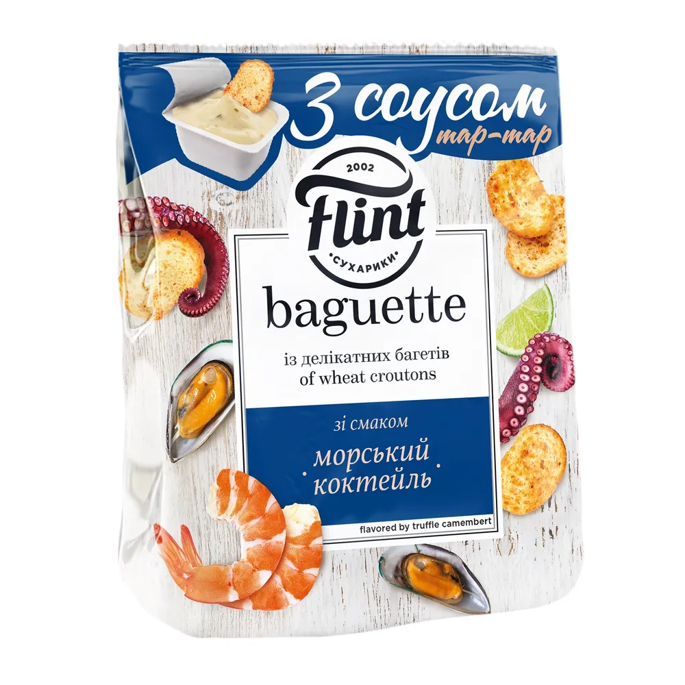 Сухарики Flint Baguette Морс.кокт. 55гр  арт. 03937 