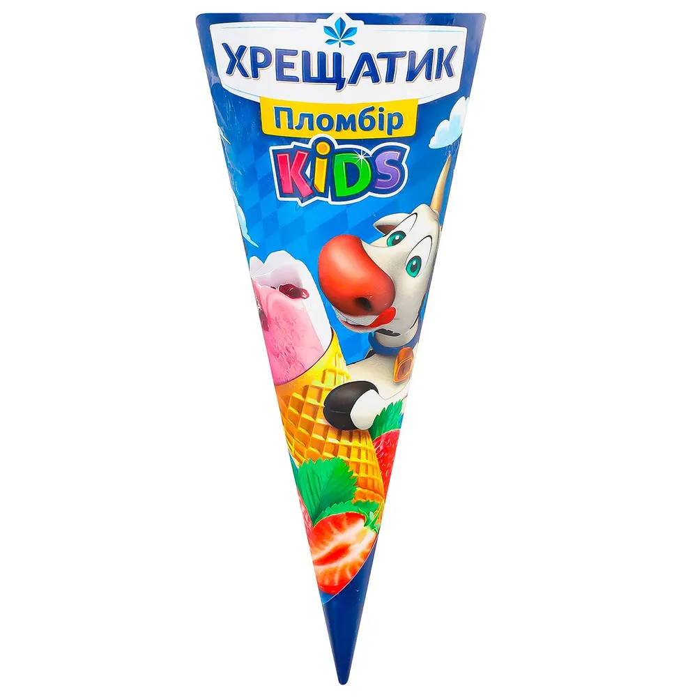 Морозиво Хрещатик Полуниця-ваніль у ваф.ріжку KIDS 80гр  арт. 10957 