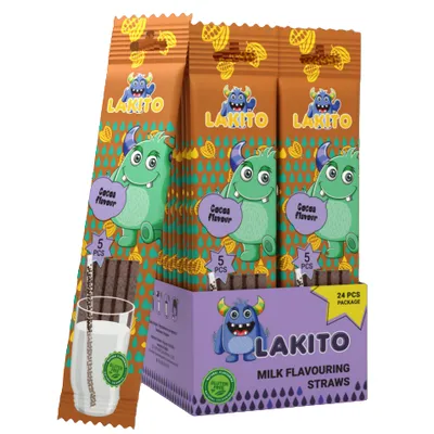Соломинка з розчинними гранулами для молока Lakito какао 30гр  арт. 06363