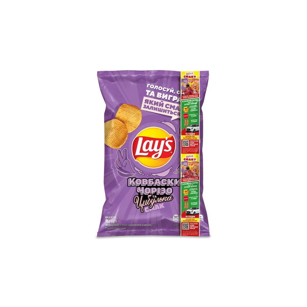 Чипси Lay's Ковбаски чорізо та циб 95гр  арт. 09661 