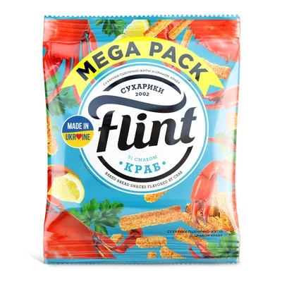 Сухарики Flint пшен.-житн.Краб 100гр  арт. 00552